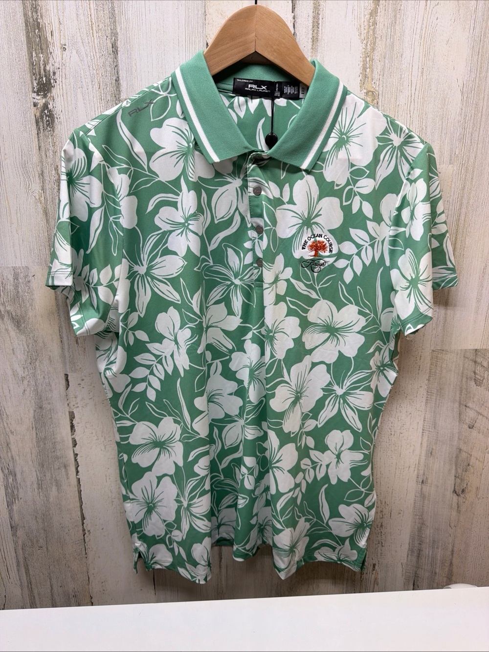 RLX Ralph Lauren Green and White Floral Polo Shirt